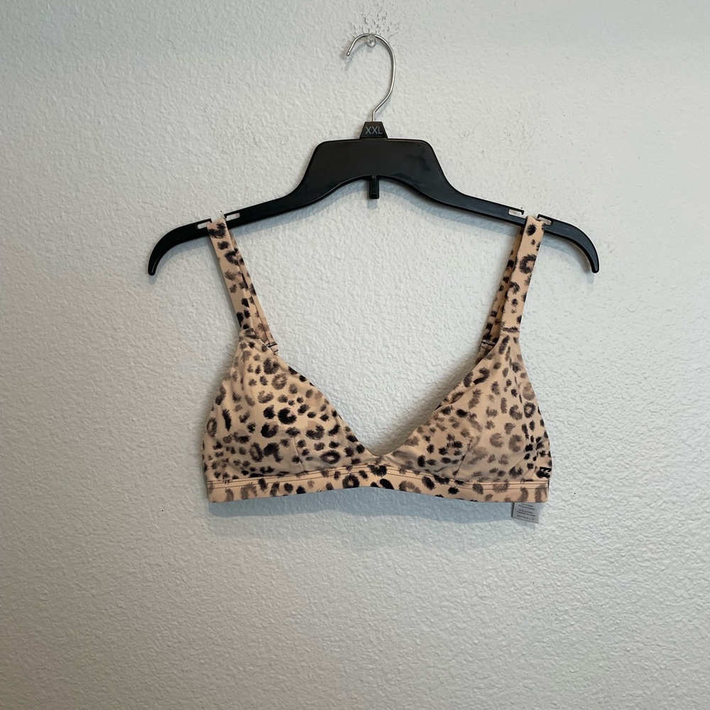 Billabong black and brown leopard print bikini top